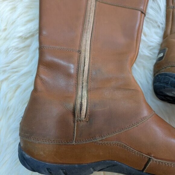 Women's The North Face Awnu Waterproof Winter Boots Brown Leather Size 7.5 - Picture 2 of 10